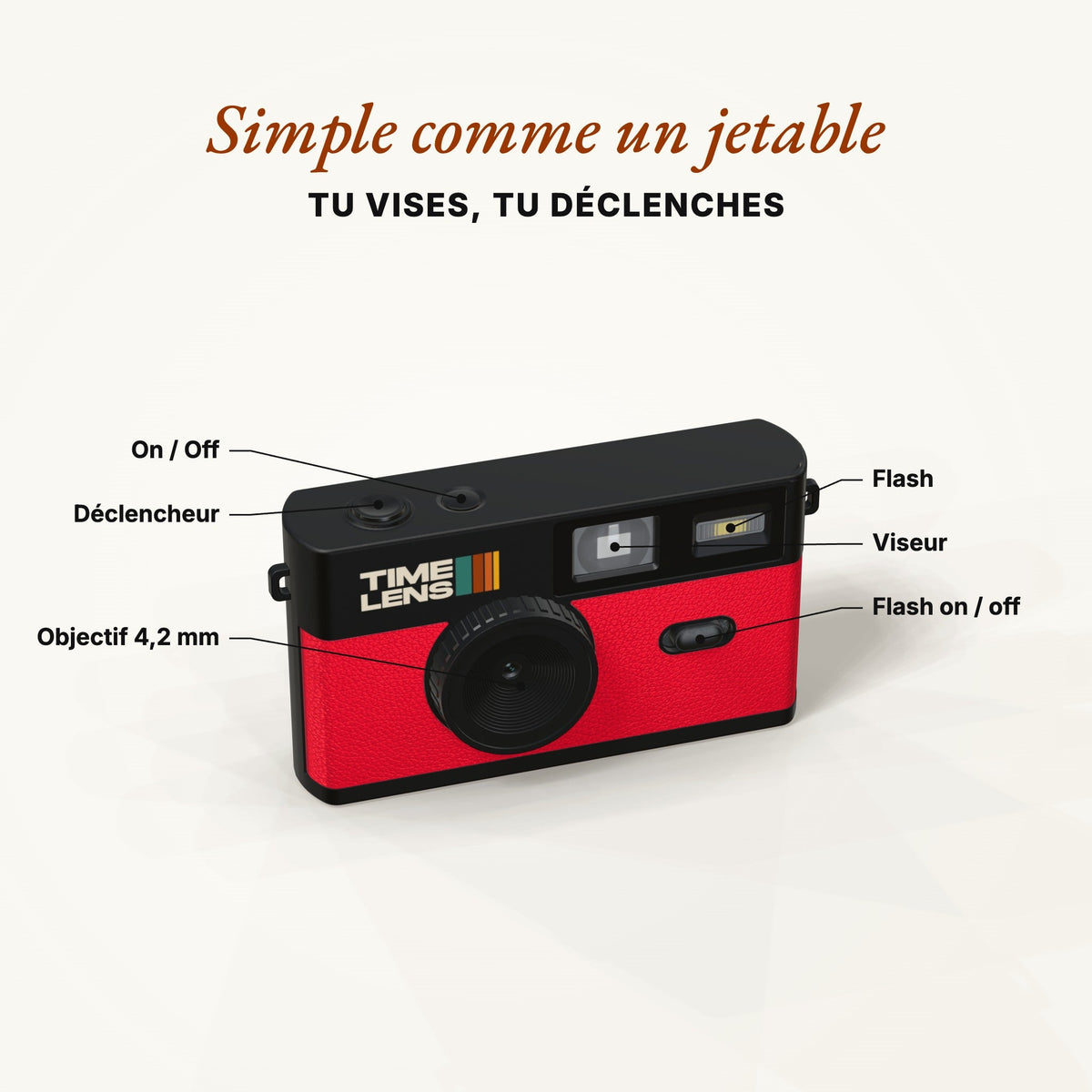 Appareil photo TimeLens® Rouge - TIME LENS - TL0107 -