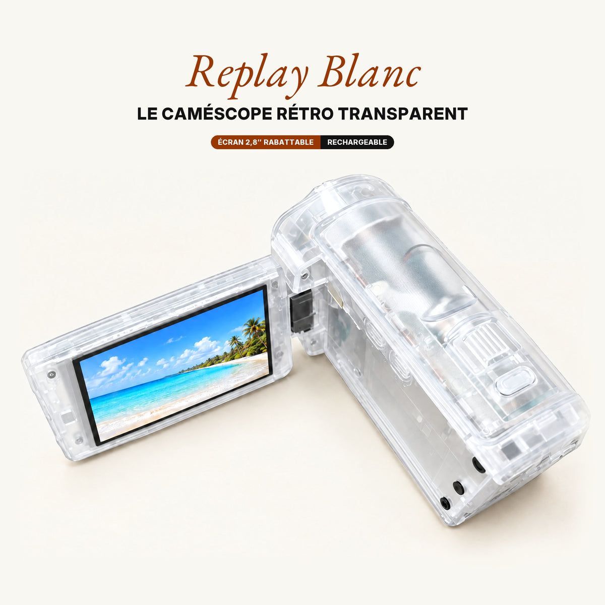 TimeLens® Replay Blanc – écran 2,8 pouces rabattable