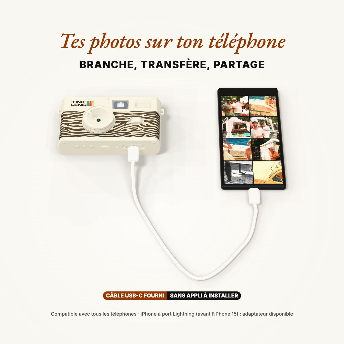 Appareil photo TimeLens® Cream Zebra - TIME LENS - TL0120 -