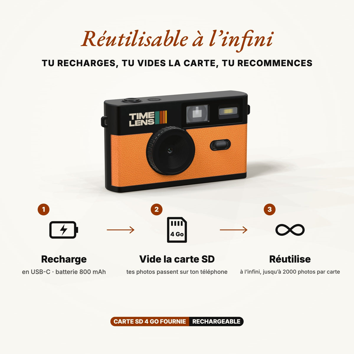 Appareil photo TimeLens® Orange - TIME LENS - TL0102 -