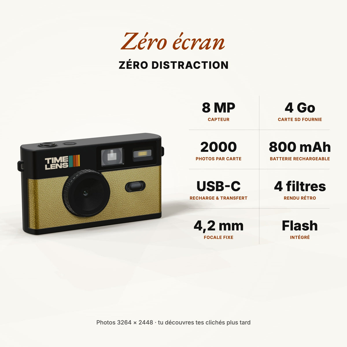 Appareil photo TimeLens® POP EDITION 80's Gold - TIME LENS - TL0201 -