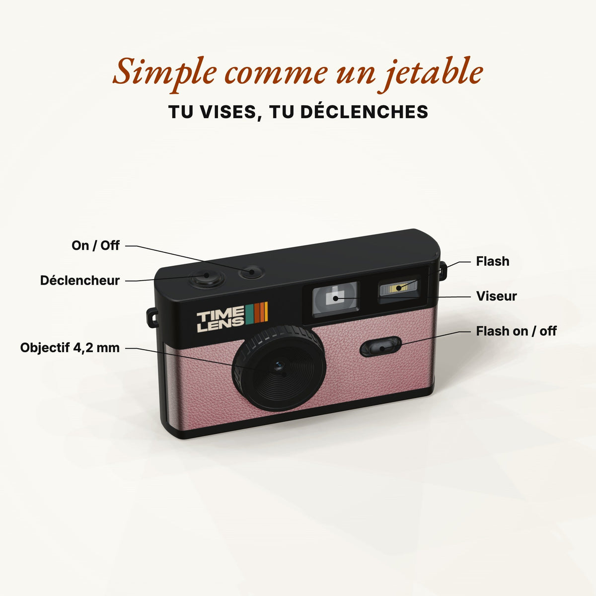 Appareil photo TimeLens® POP EDITION 80's PINK GOLD - TIME LENS - TL0202 -