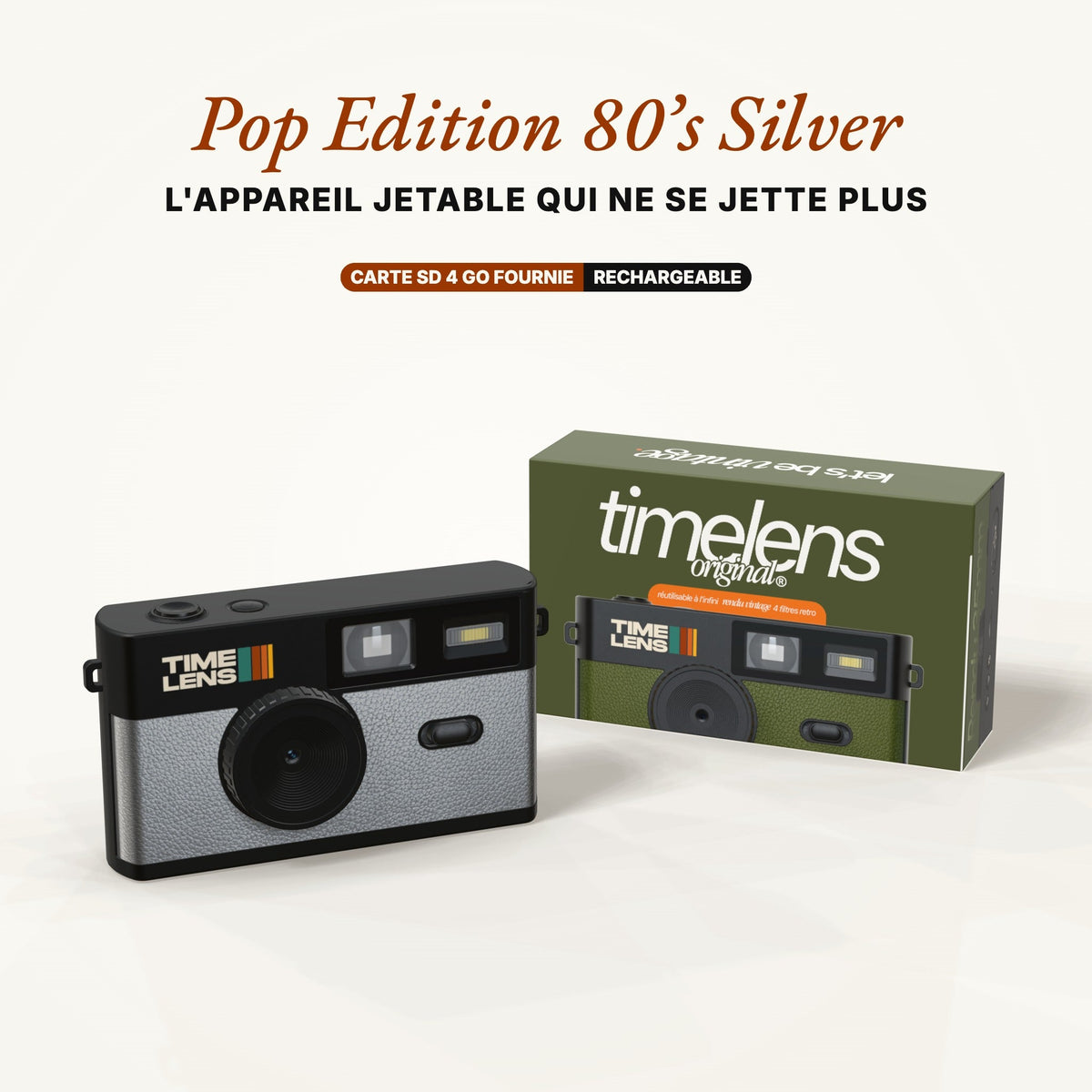 Appareil photo TimeLens® POP EDITION 80's SILVER - TIME LENS - TL0203 -