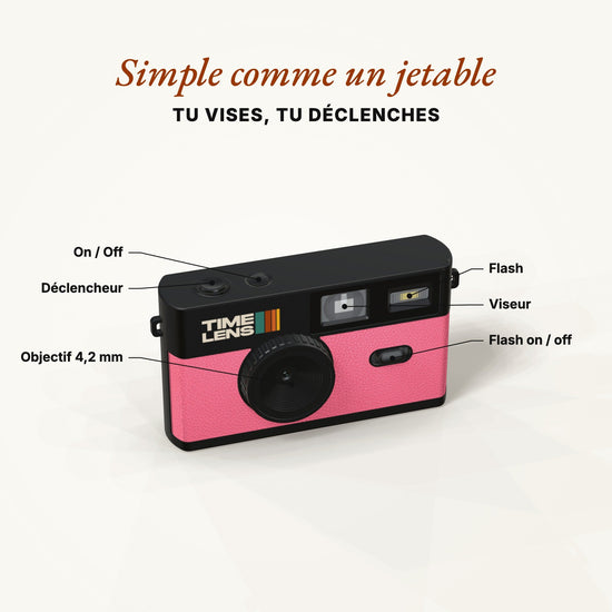 Appareil photo TimeLens® Noir & Rose