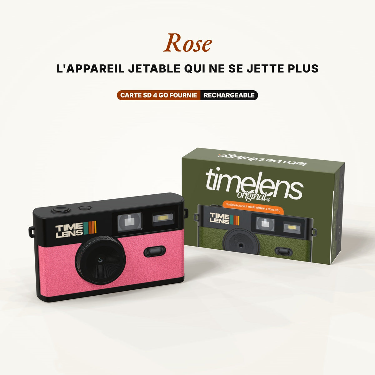 Appareil photo TimeLens® Noir & Rose