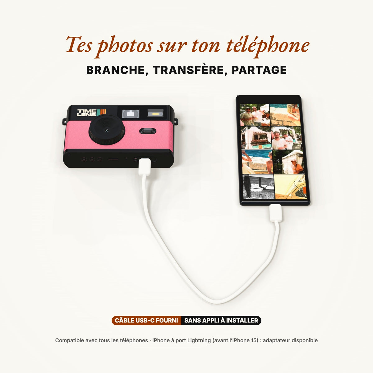 Appareil photo TimeLens® Noir & Rose
