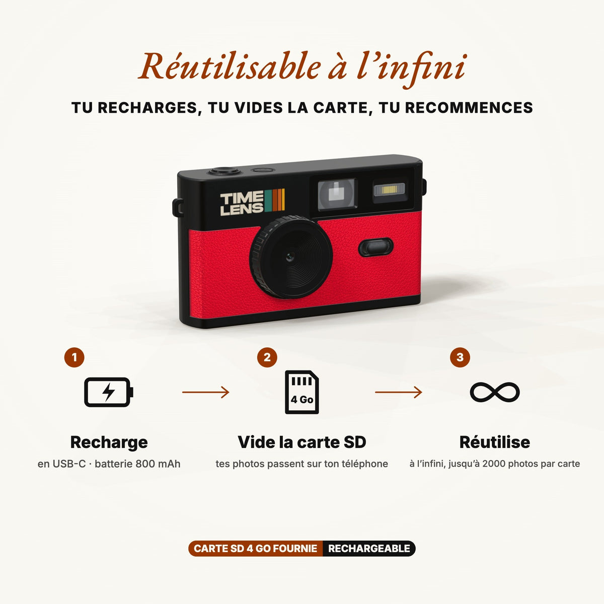Appareil photo TimeLens® Rouge - TIME LENS - TL0107 -