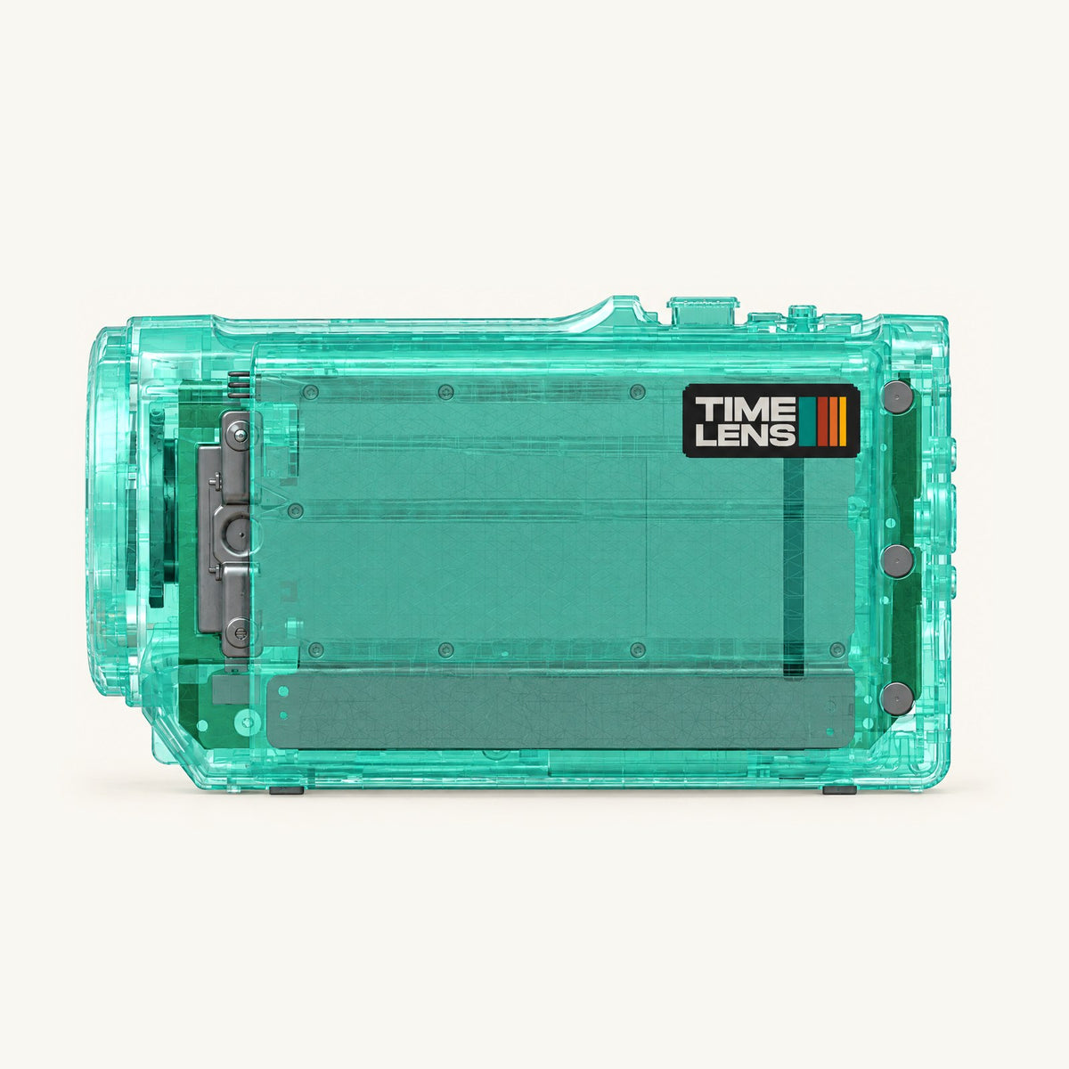 TimeLens® Replay Vert d'eau vu de profil, coque transparente