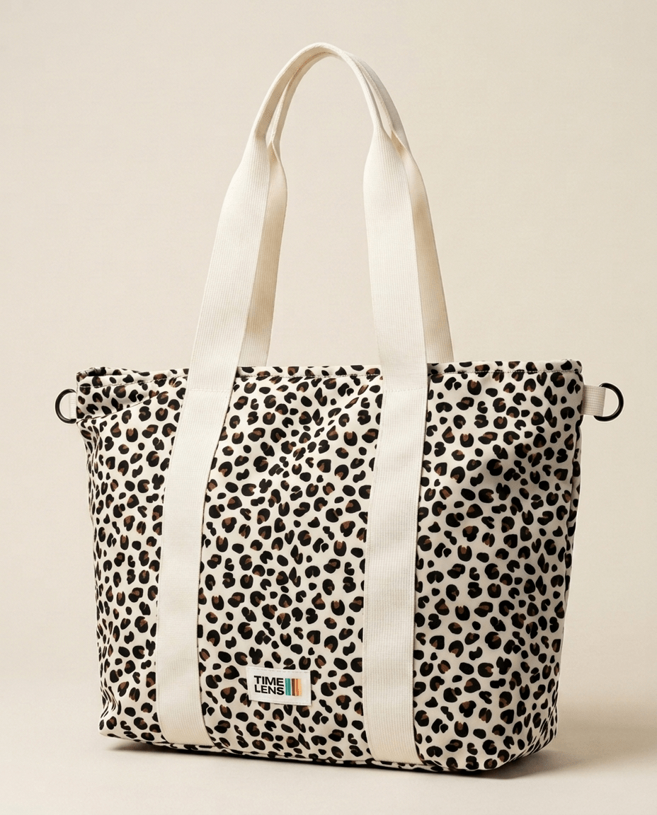 Tote Bag Cream Leopard - TIME LENS - TL-TOTE-CRLEO -