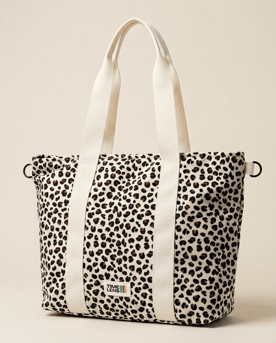 Tote Bag Cream Leopard - TIME LENS - TL-TOTE-CRLEO -